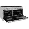 imageZLINE 60 in 74 cu ft Legacy Dual Fuel Range with 9 Burner Gas Cooktop and 2 Electric Convection Ovens in Satin Stainless Steel RASSN60