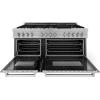 imageZLINE 60 in 74 cu ft Legacy Dual Fuel Range with Gas Cooktop and 2 Electric Convection Ovens in Satin Stainless Steel with 8 Brass Burners RASSNBR60