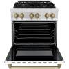 imageZLINE Autograph 30quot Legacy Dual Fuel Range w 4 Burners ampamp White ampamp Bronze Accents RAZWM30CB