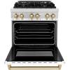 imageZLINE Autograph 30quot Legacy Dual Fuel Range w 4 Burners ampamp White ampamp Gold Accents RAZWM30G