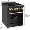 imageZLINE Autograph Edition 24 in 28 cu ft Legacy Dual Fuel Range with 4 Burner Gas Cooktop and Electric Convection Oven in Black Stainless Steel and Polished Gold Accents RABZ24G