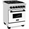 imageZLINE Autograph Edition 24 in 28 cu ft Legacy Dual Fuel Range with 4 Burner Gas Cooktop and Electric Convection Oven in Stainless Steel with White Matte Door and Matte Black Accents RAZWM24MB