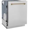 imageZLINE Autograph Edition 24quot 3rd Rack Top Touch Control Tall Tub Dishwasher in Stainless Steel with Champagne Bronze Handle 51dBa DWMTZ30424CB