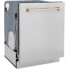 imageZLINE Autograph Edition 24quot 3rd Rack Top Touch Control Tall Tub Dishwasher in Stainless Steel with Gold Handle 51dBa DWMTZ30424G