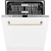 imageZLINE Autograph Edition 24quot 3rd Rack Top Touch Control Tall Tub Dishwasher in White Matte with Gold Handle 51dBa DWMTZWM24G
