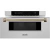 imageZLINE Autograph Edition 30 in 12 cu ft BuiltIn Microwave Drawer in Satin Stainless Steel with Champagne Bronze Accents MWDZ30SSCB