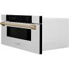 imageZLINE Autograph Edition 30 in 12 cu ft BuiltIn Microwave Drawer in Satin Stainless Steel with Polished Gold Accents MWDZ30SSG