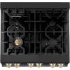 imageZLINE Autograph Edition 30 in 40 cu ft Legacy Dual Fuel Range with 4 Burner Gas Cooktop and Electric Convection Oven in Black Stainless Steel and Polished Gold Accents RABZ30G