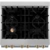 imageZLINE Autograph Edition 30 in 40 cu ft Legacy Dual Fuel Range with 4 Burner Gas Cooktop and Electric Convection Oven in Satin Stainless Steel and Champagne Bronze Accents RASZSN30CB