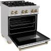 imageZLINE Autograph Edition 30 in 40 cu ft Legacy Dual Fuel Range with 4 Burner Gas Cooktop and Electric Convection Oven in Satin Stainless Steel and Champagne Bronze Accents RASZSN30CB