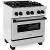 imageZLINE Autograph Edition 30 in 40 cu ft Legacy Dual Fuel Range with 4 Burner Gas Cooktop and Electric Convection Oven in Satin Stainless Steel and Matte Black Accents RASZSN30MB