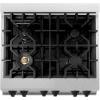 imageZLINE Autograph Edition 30 in 40 cu ft Legacy Dual Fuel Range with 4 Burner Gas Cooktop and Electric Convection Oven in Satin Stainless Steel and Matte Black Accents RASZSN30MB