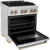 imageZLINE Autograph Edition 30 in 40 cu ft Legacy Dual Fuel Range with 4 Burner Gas Cooktop and Electric Convection Oven in Stainless Steel and Champagne Bronze Accents RAZ30CB