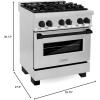 imageZLINE Autograph Edition 30 in 40 cu ft Legacy Dual Fuel Range with 4 Burner Gas Cooktop and Electric Convection Oven in Stainless Steel and Matte Black Accents RAZ30MB