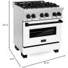 imageZLINE Autograph Edition 30 in 40 cu ft Legacy Dual Fuel Range with 4 Burner Gas Cooktop and Electric Convection Oven in Stainless Steel with White Matte Door and Matte Black Accents RAZWM30MB