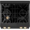 imageZLINE Autograph Edition 30 in Legacy Gas Rangetop with 4 Burners and Porcelain Cooktop in Black Stainless Steel with Polished Gold Accents RTBZ30G
