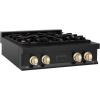 imageZLINE Autograph Edition 30 in Legacy Gas Rangetop with 4 Burners and Porcelain Cooktop in Black Stainless Steel with Polished Gold Accents RTBZ30G