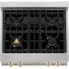 imageZLINE Autograph Edition 30 in Legacy Gas Rangetop with 4 Burners and Porcelain Cooktop in Satin Stainless Steel with Polished Gold Accents RTSZ30G