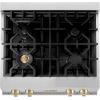 imageZLINE Autograph Edition 30 in Legacy Gas Rangetop with 4 Burners and Porcelain Cooktop in Stainless Steel with Polished Gold Accents RTZ30G
