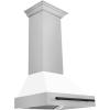 imageZLINE Autograph Edition 30 in Satin Stainless Steel Wall Mount Range Hood with White Matte Shell and Matte Black Handle 8654SNZWM30MB