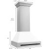 imageZLINE Autograph Edition 30 in Satin Stainless Steel Wall Mount Range Hood with White Matte Shell and Matte Black Handle 8654SNZWM30MB