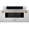 imageZLINE Autograph Edition 30quot 12 cu ft BuiltIn Microwave Drawer in Stainless Steel with Champagne Bronze Accents