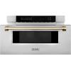 imageZLINE Autograph Edition 30quot 12 cu ft BuiltIn Microwave Drawer in Stainless Steel with Gold Accents