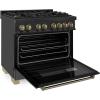 imageZLINE Autograph Edition 36 in 46 cu ft Legacy Dual Fuel Range with 6 Burner Gas Cooktop and Electric Convection Oven in Black Stainless Steel and Champagne Bronze Accents RABZ36CB