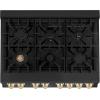 imageZLINE Autograph Edition 36 in 46 cu ft Legacy Dual Fuel Range with 6 Burner Gas Cooktop and Electric Convection Oven in Black Stainless Steel and Polished Gold Accents RABZ36G