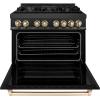 imageZLINE Autograph Edition 36 in 46 cu ft Legacy Dual Fuel Range with 6 Burner Gas Cooktop and Electric Convection Oven in Black Stainless Steel and Polished Gold Accents RABZ36G