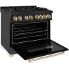 imageZLINE Autograph Edition 36 in 46 cu ft Legacy Dual Fuel Range with 6 Burner Gas Cooktop and Electric Convection Oven in Black Stainless Steel and Polished Gold Accents RABZ36G