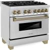 imageZLINE Autograph Edition 36 in 46 cu ft Legacy Dual Fuel Range with 6 Burner Gas Cooktop and Electric Convection Oven in Stainless Steel and Champagne Bronze Accents RAZ36CB