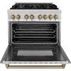 imageZLINE Autograph Edition 36 in 46 cu ft Legacy Dual Fuel Range with 6 Burner Gas Cooktop and Electric Convection Oven in Stainless Steel and Champagne Bronze Accents RAZ36CB