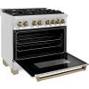 imageZLINE Autograph Edition 36 in 46 cu ft Legacy Dual Fuel Range with 6 Burner Gas Cooktop and Electric Convection Oven in Stainless Steel and Champagne Bronze Accents RAZ36CB