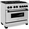 imageZLINE Autograph Edition 36 in 46 cu ft Legacy Dual Fuel Range with 6 Burner Gas Cooktop and Electric Convection Oven in Stainless Steel and Matte Black Accents RAZ36MB