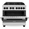 imageZLINE Autograph Edition 36 in 46 cu ft Legacy Dual Fuel Range with 6 Burner Gas Cooktop and Electric Convection Oven in Stainless Steel and Matte Black Accents RAZ36MB