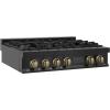 imageZLINE Autograph Edition 36 in Legacy Gas Rangetop with 6 Burners and Porcelain Cooktop in Black Stainless Steel with Champagne Bronze Accents RTBZ36CB