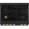 imageZLINE Autograph Edition 36 in Legacy Gas Rangetop with 6 Burners and Porcelain Cooktop in Black Stainless Steel with Polished Gold Accents RTBZ36G