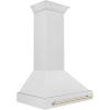 imageZLINE Autograph Edition 36 in Satin Stainless Steel Wall Mount Range Hood with Polished Gold Handle 8654SNZ36G