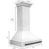 imageZLINE Autograph Edition 36 in Satin Stainless Steel Wall Mount Range Hood with White Matte Shell and Matte Black Handle 8654SNZWM36MB