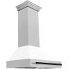 imageZLINE Autograph Edition 36 in Satin Stainless Steel Wall Mount Range Hood with White Matte Shell and Matte Black Handle 8654SNZWM36MB