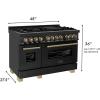 imageZLINE Autograph Edition 48 in 60 cu ft Legacy Dual Fuel Range with 7 Burner Gas Cooktop and 2 Electric Ovens in Black Stainless Steel and Champagne Bronze Accents RABZ48CB