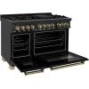 imageZLINE Autograph Edition 48 in 60 cu ft Legacy Dual Fuel Range with 7 Burner Gas Cooktop and 2 Electric Ovens in Black Stainless Steel and Champagne Bronze Accents RABZ48CB