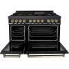 imageZLINE Autograph Edition 48 in 60 cu ft Legacy Dual Fuel Range with 7 Burner Gas Cooktop and 2 Electric Ovens in Black Stainless Steel and Champagne Bronze Accents RABZ48CB