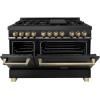 imageZLINE Autograph Edition 48 in 60 cu ft Legacy Dual Fuel Range with 7 Burner Gas Cooktop and 2 Electric Ovens in Black Stainless Steel and Champagne Bronze Accents RABZ48CB