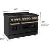 imageZLINE Autograph Edition 48 in 60 cu ft Legacy Dual Fuel Range with 7 Burner Gas Cooktop and 2 Electric Ovens in Black Stainless Steel and Polished Gold Accents RABZ48G