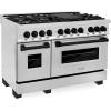 imageZLINE Autograph Edition 48 in 60 cu ft Legacy Dual Fuel Range with 7 Burner Gas Cooktop and 2 Electric Ovens in Stainless Steel and Matte Black Accents RAZ48MB