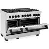 imageZLINE Autograph Edition 48 in 60 cu ft Legacy Dual Fuel Range with 7 Burner Gas Cooktop and 2 Electric Ovens in Stainless Steel and Matte Black Accents RAZ48MB
