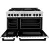 imageZLINE Autograph Edition 48 in 60 cu ft Legacy Dual Fuel Range with 7 Burner Gas Cooktop and 2 Electric Ovens in Stainless Steel with White Matte Doors and Matte Black Accents RAZWM48MB