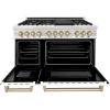 imageZLINE Autograph Edition 48 in 60 cu ft Legacy Dual Fuel Range with 7 Burner Gas Cooktop and 2 Electric Ovens in Stainless Steel with White Matte Doors and Polished Gold Accents RAZWM48G